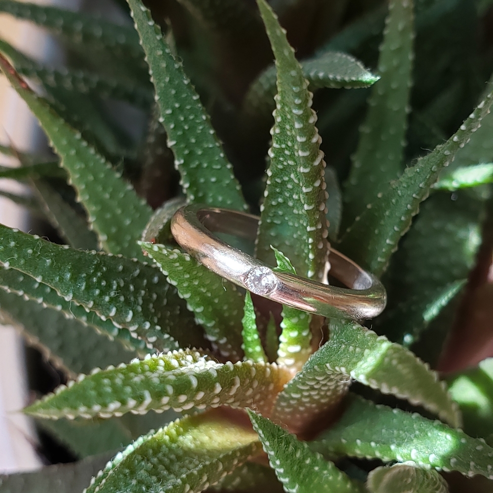 White gold diamond stacker ring